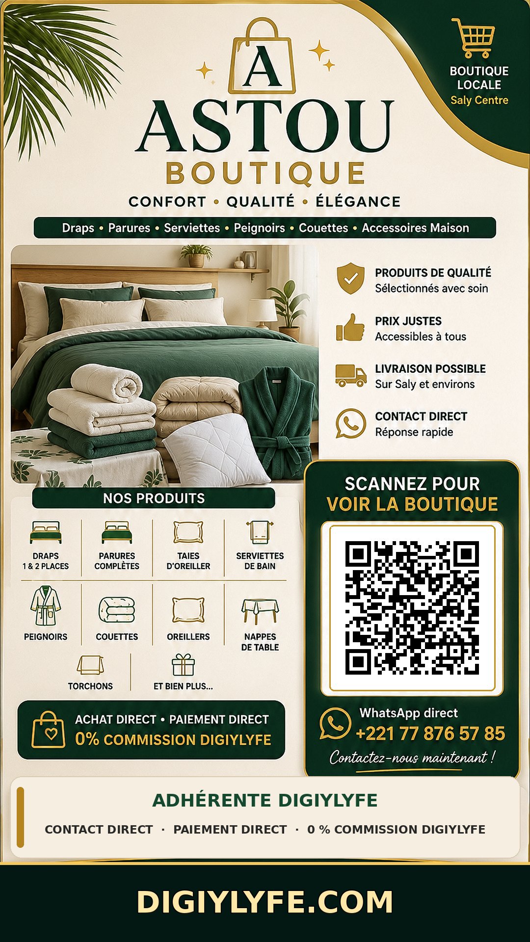 Carte de visite officielle Astou Boutique avec QR